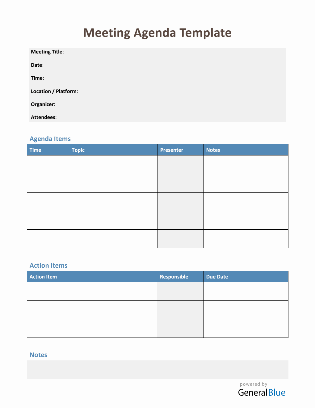 Blank Agenda Template in Word