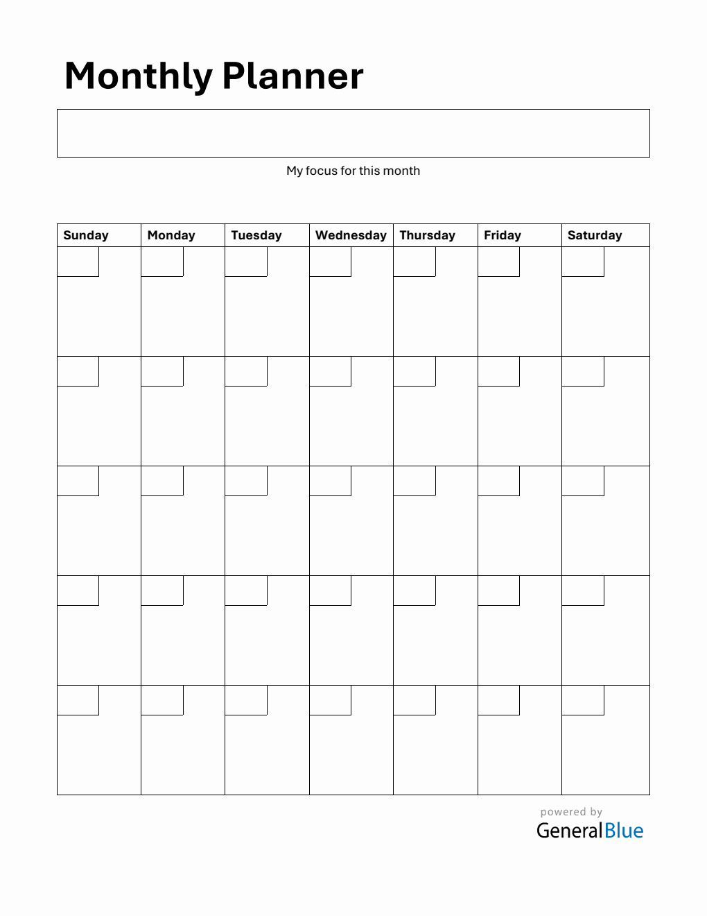 Printable At-a-Glance Monthly Planner (PDF)