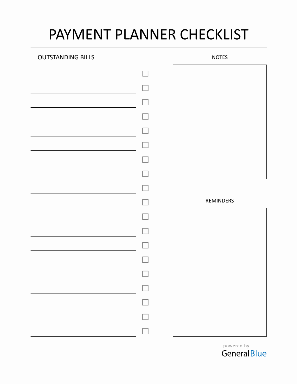 Printable Bill Payment Tracker in Word