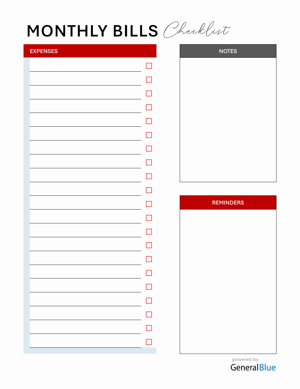 Downloadable Bill Payment Tracker in Word