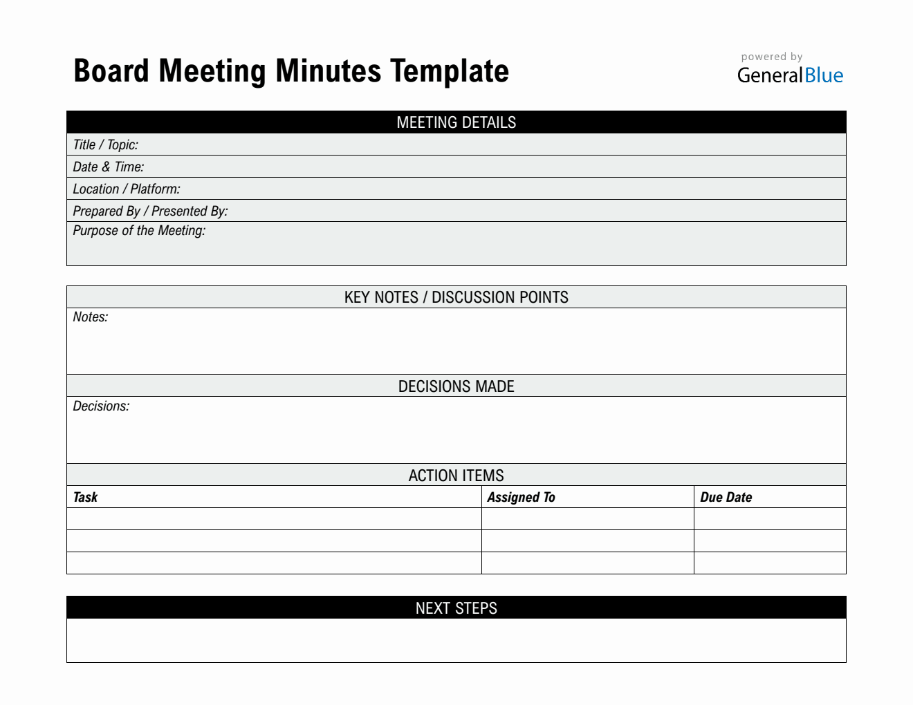 Customizable Board Meeting Minutes Template PDF