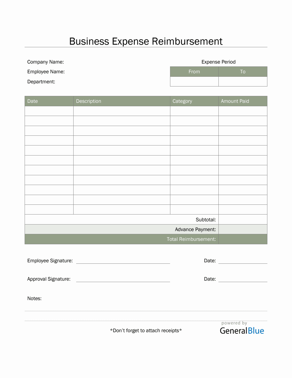 Business Expense Reimbursement in Word (Basic)