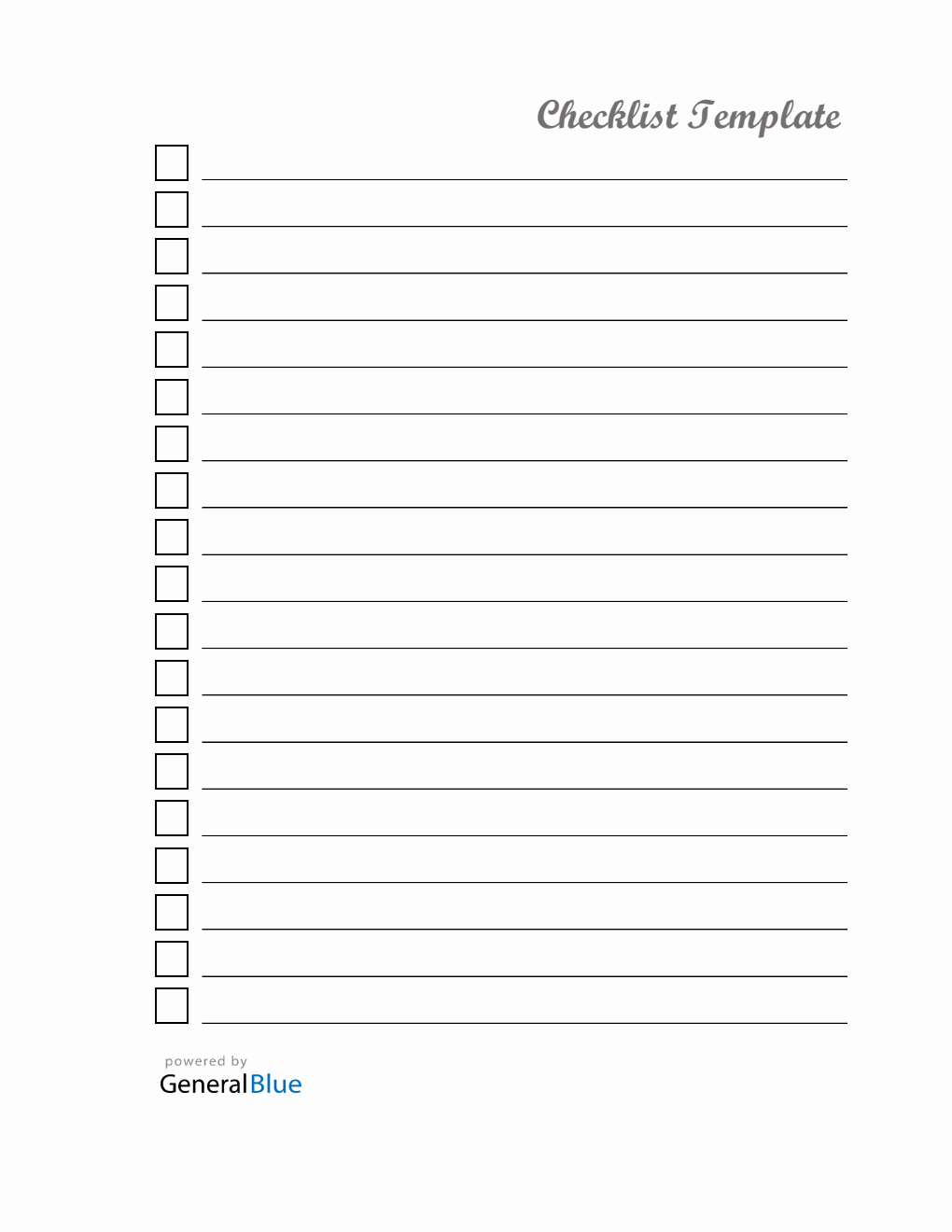 Excel Checklist Template (A4)