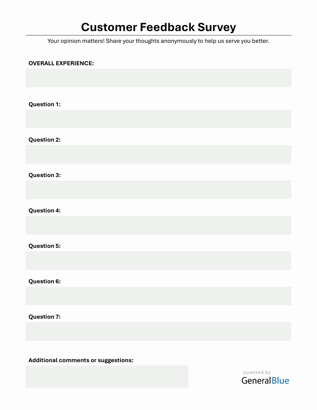 Customer Satisfaction Survey Form -  PDF