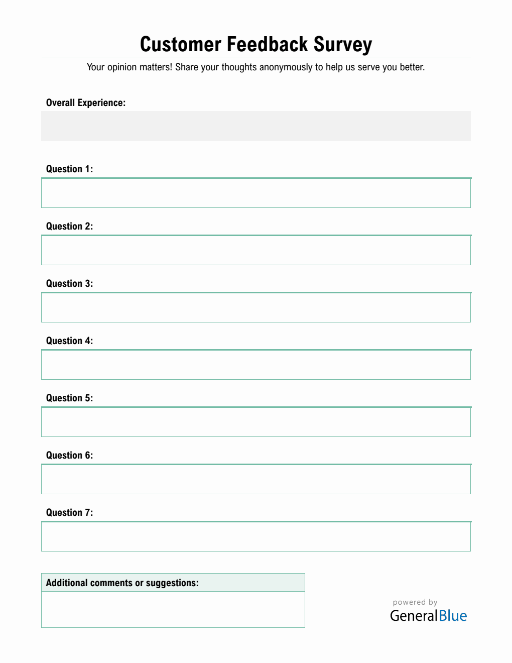 Customer Satisfaction Survey Form - Simple PDF