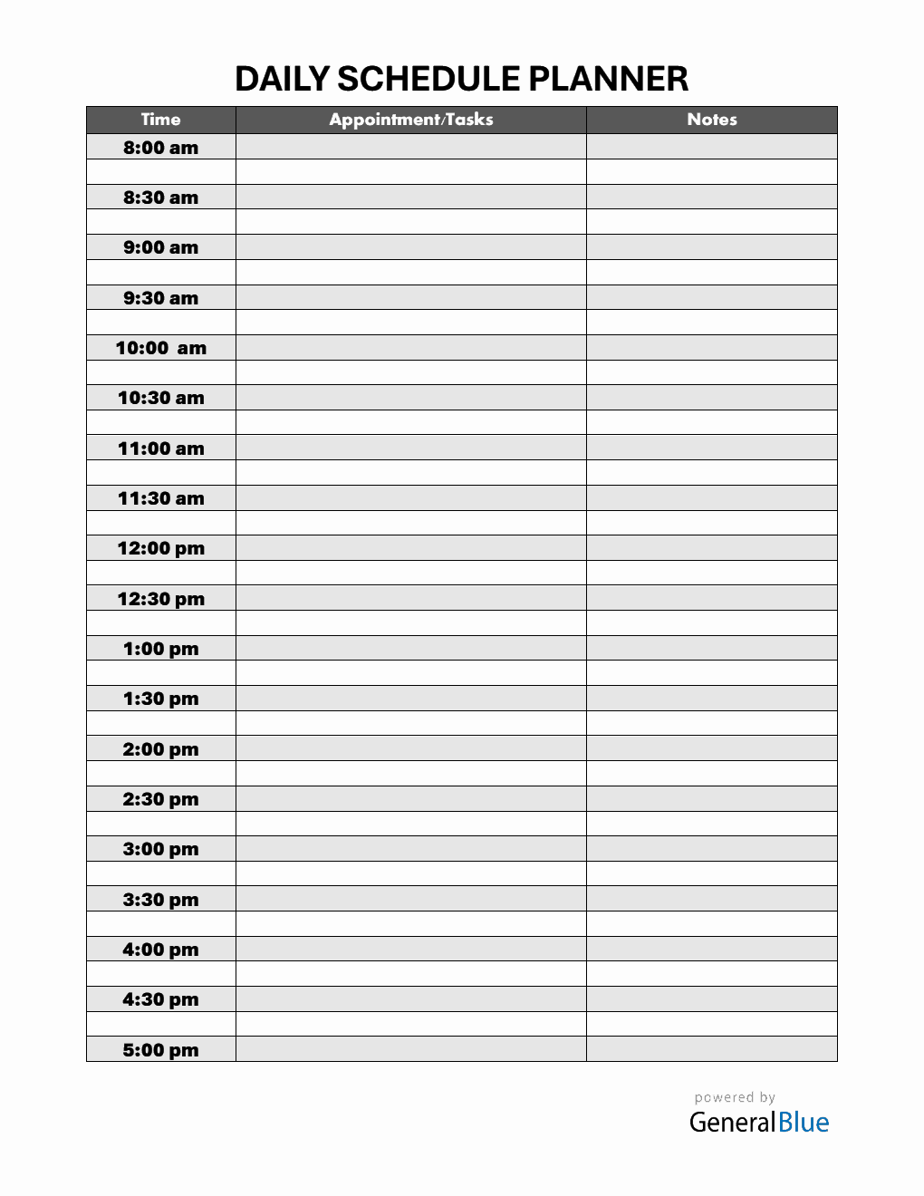 Customizable Daily Schedule Template PDF
