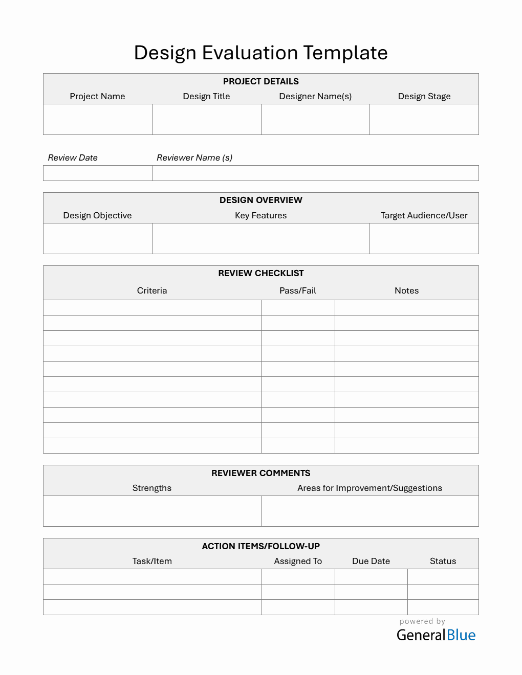 Printable Design Review Template - Free Word Download