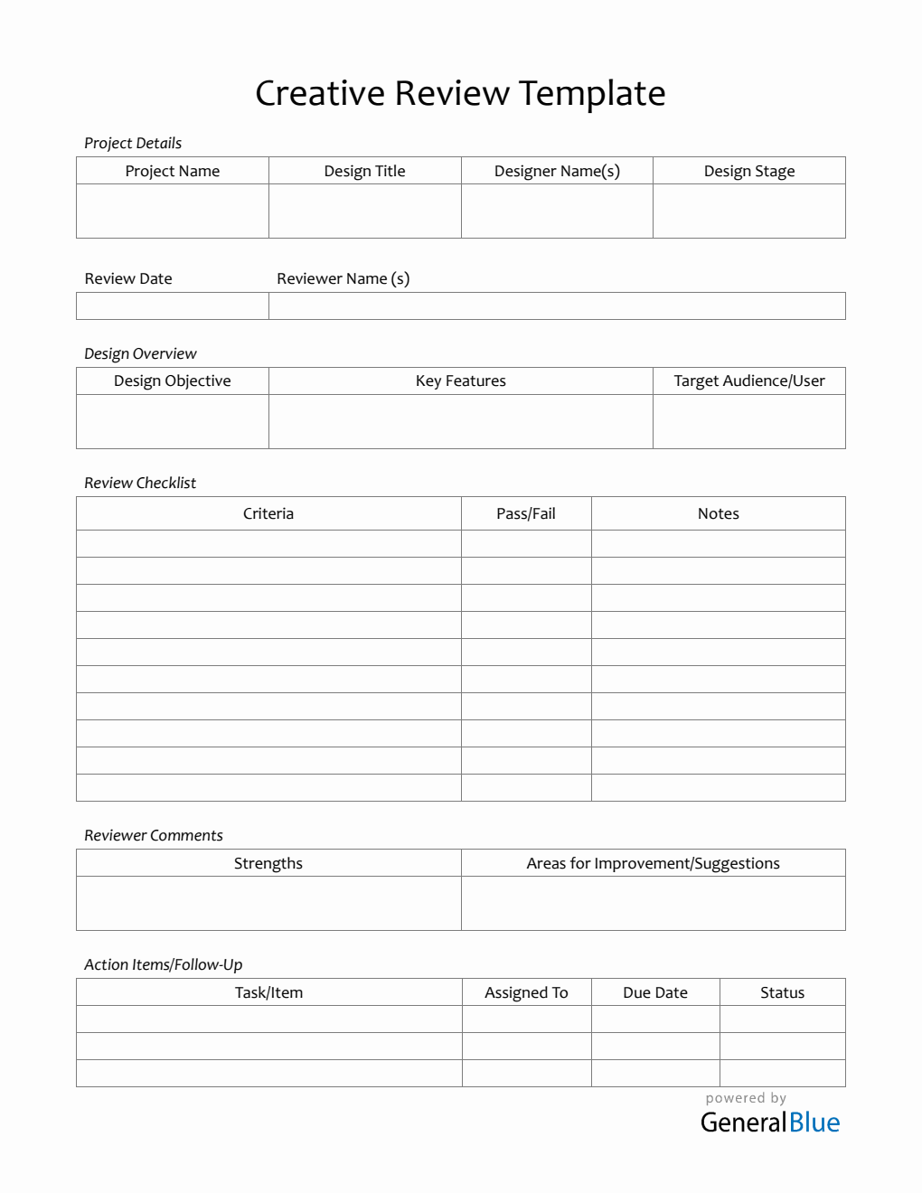 Basic Design Review Template - Free Word Download
