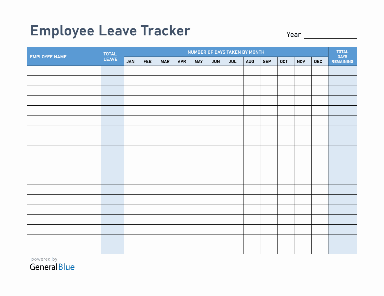 Downloadable Employee Leave Tracker (PDF)