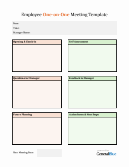 Downloadable Employee One-on-One Meeting Template Word