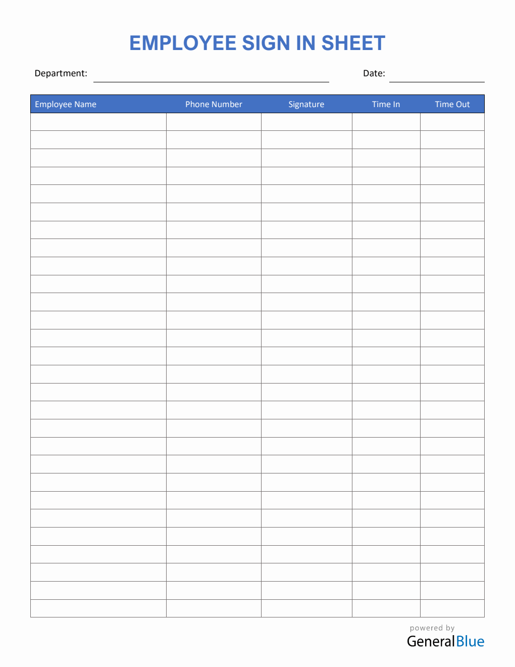Employee Sign In Sheet in Word