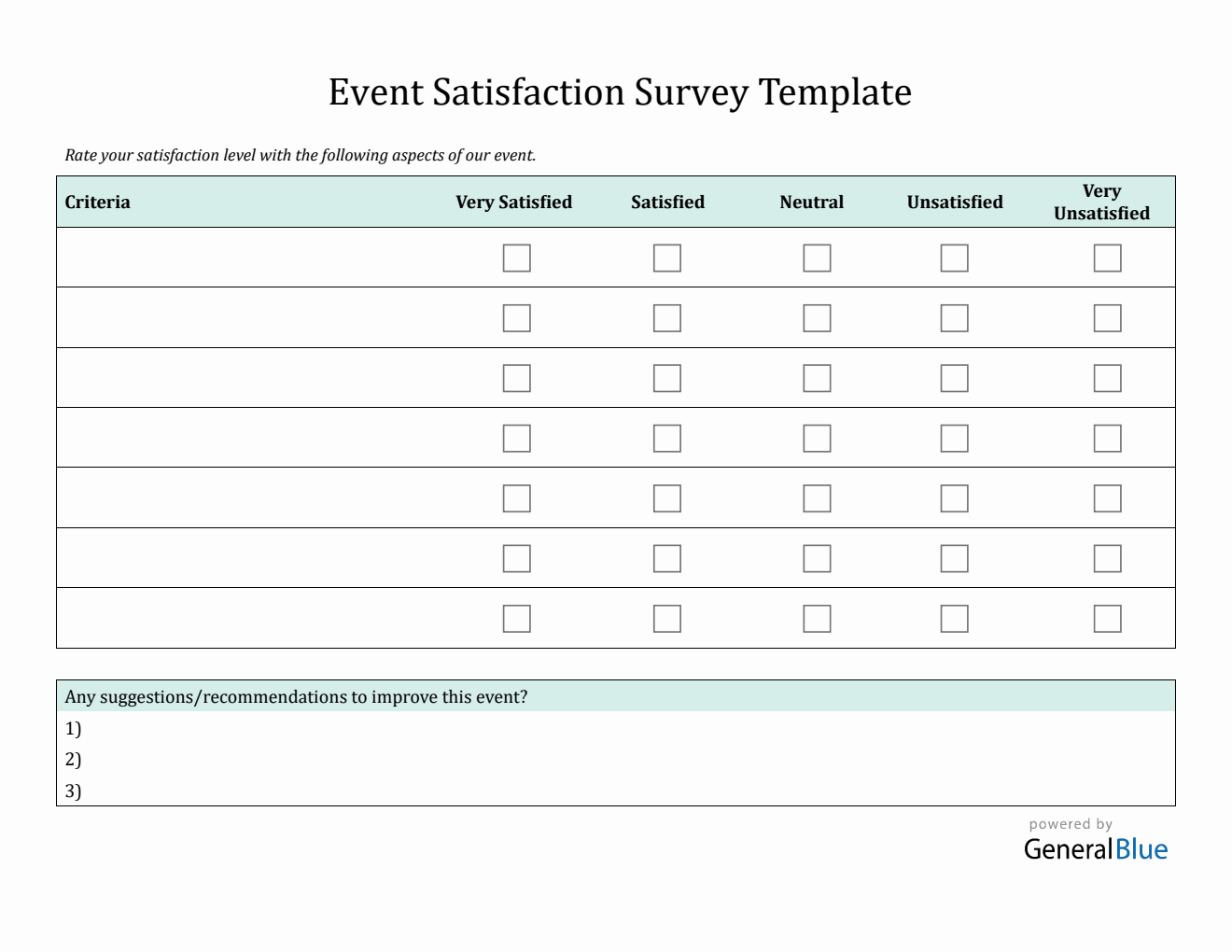 Blank Event Satisfaction Survey | Free PDF, Word, Excel Download