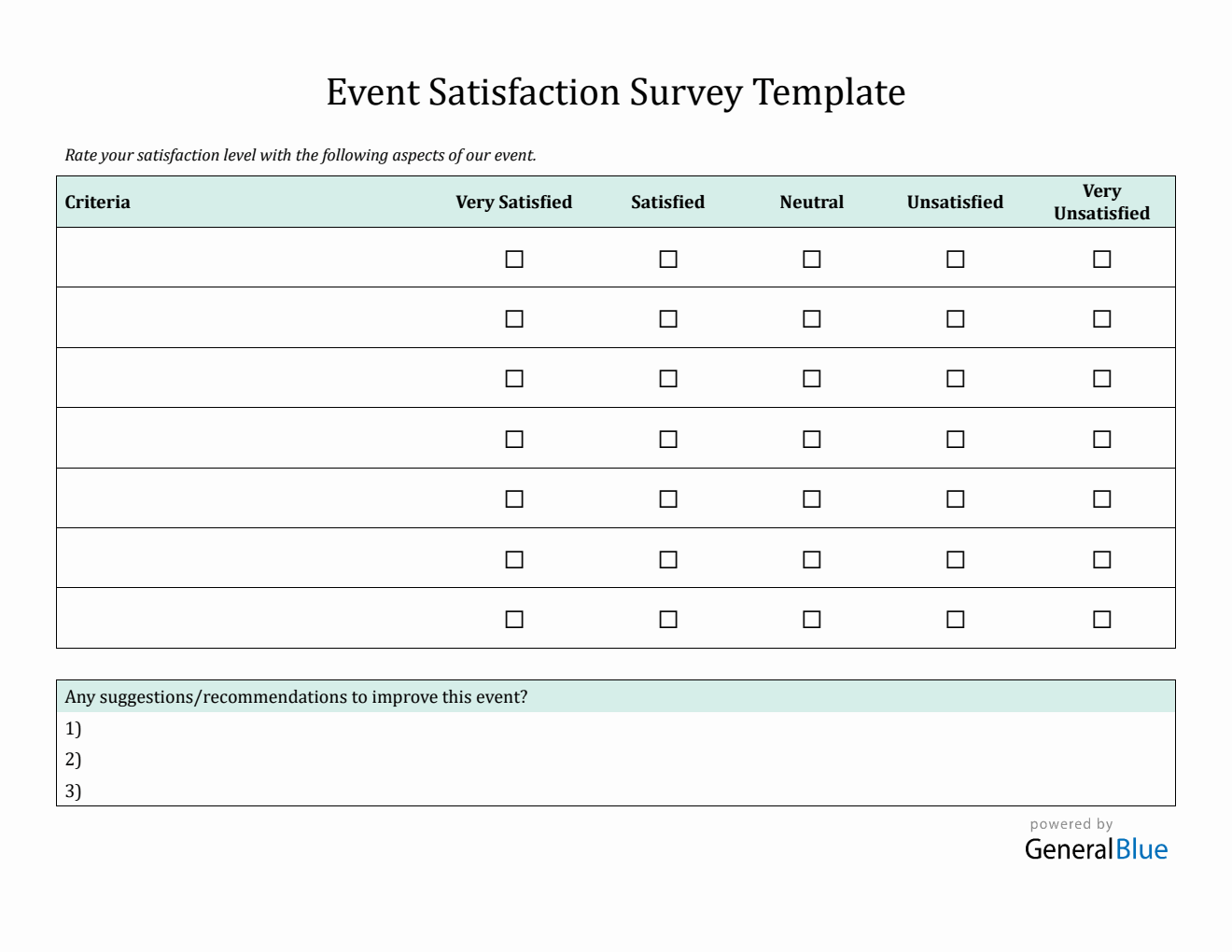 Blank Event Satisfaction Survey | Free PDF, Word, Excel Download