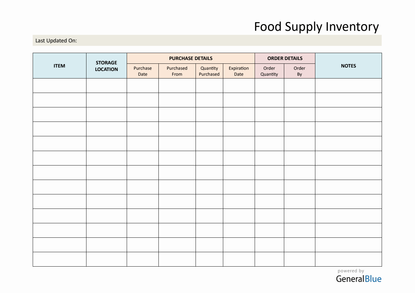 Simple Food Supply Inventory Sheet (PDF)