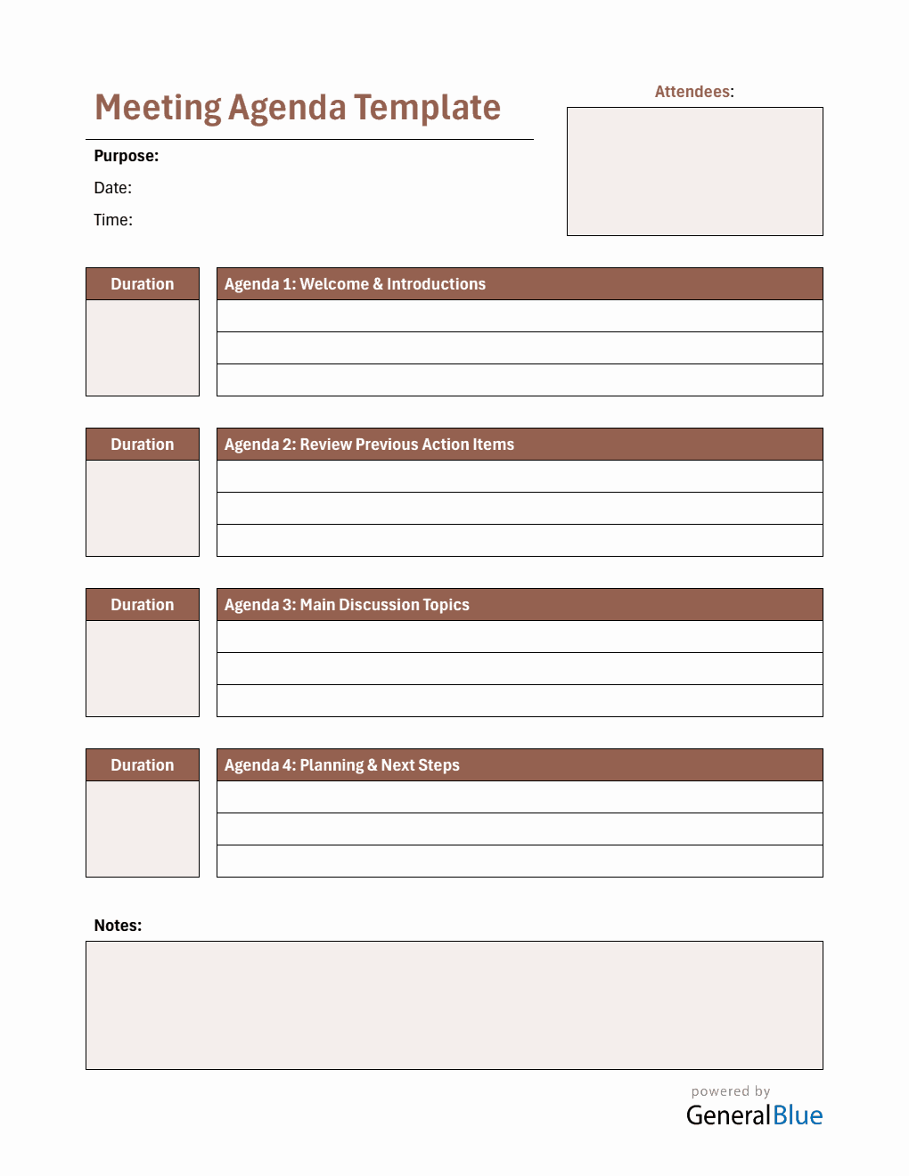 General Meeting Agenda Template | Free to Use in PDF Format