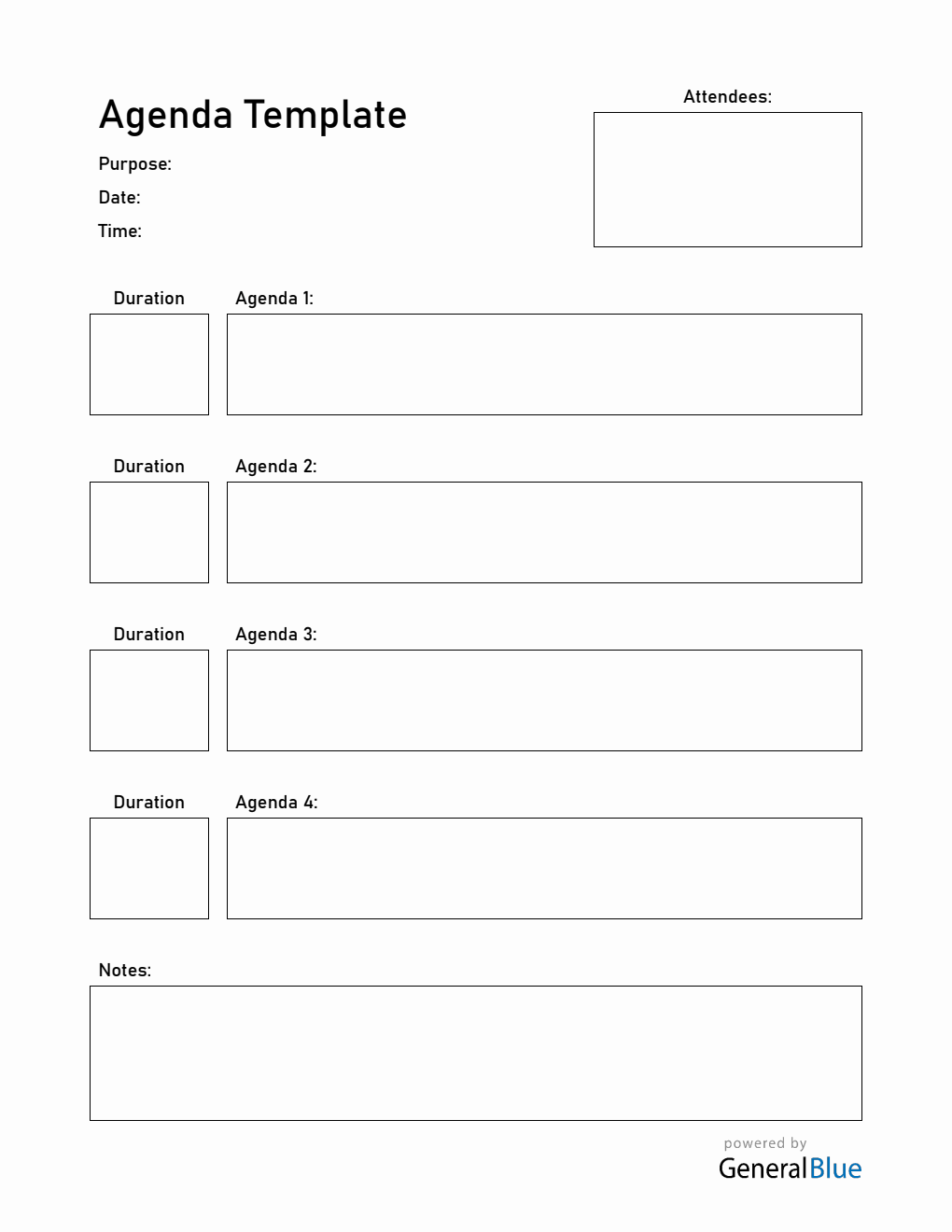 Printable Meeting Agenda Template | Free to Use in PDF Format