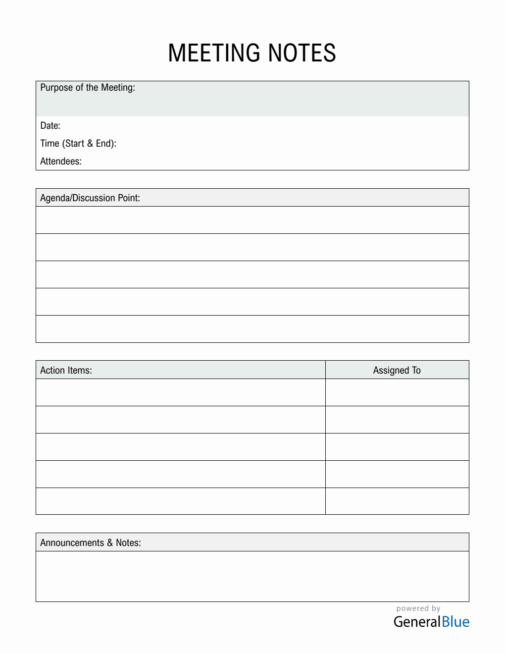 Meeting Notes Template | Edit in PDF