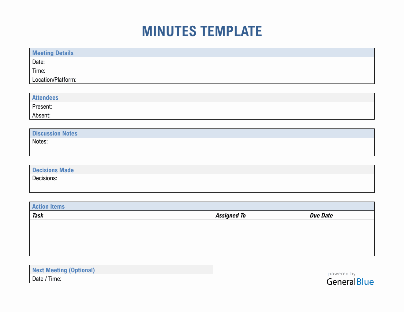Free  Minutes Template (Word Format)