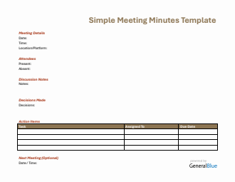 Free Simple Minutes Template (Word Format)