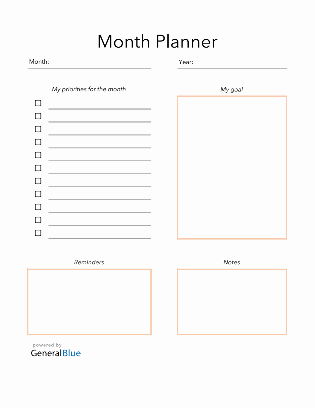 Free Monthly Planner Template Excel (Streamlined)