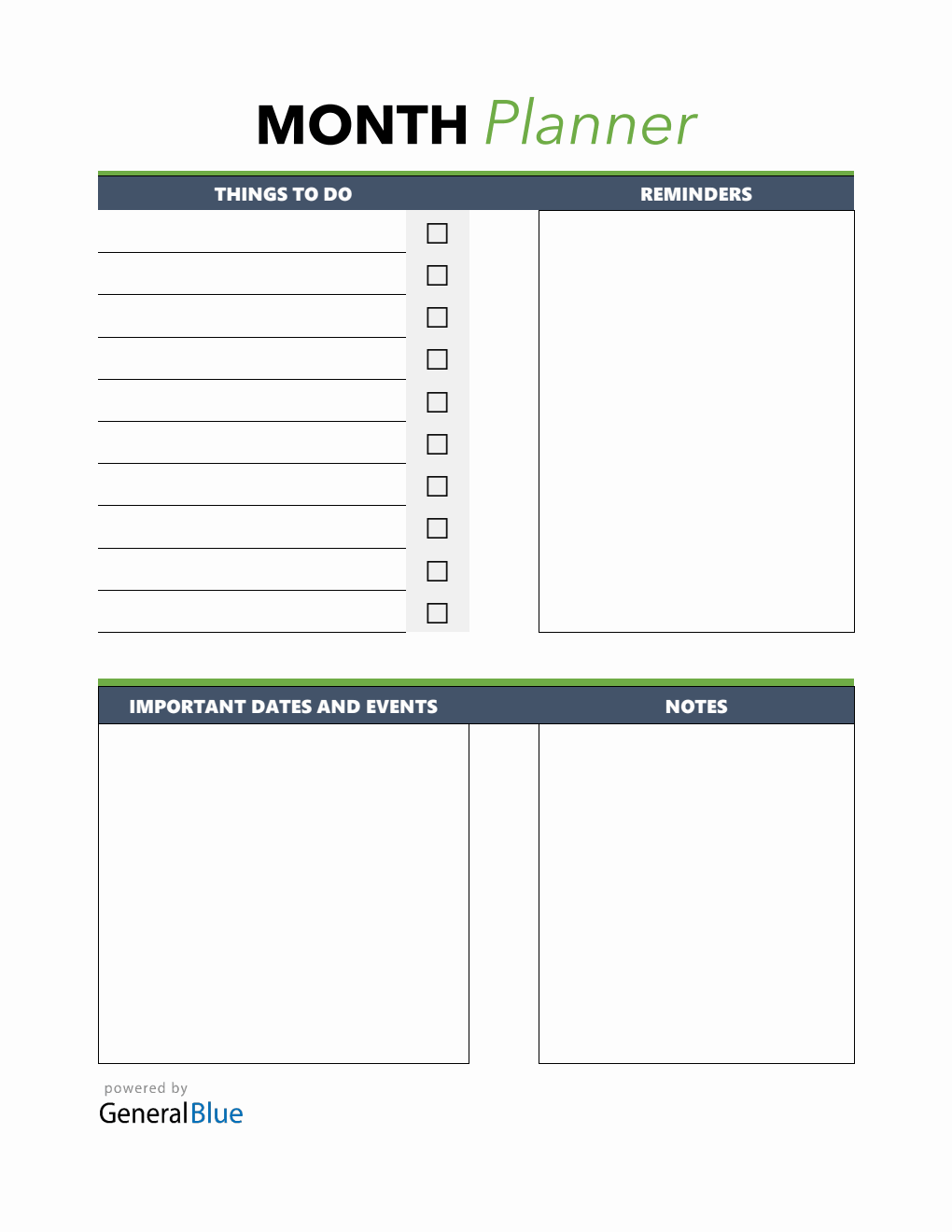 Printable Monthly Planner in PDF (Sleek)