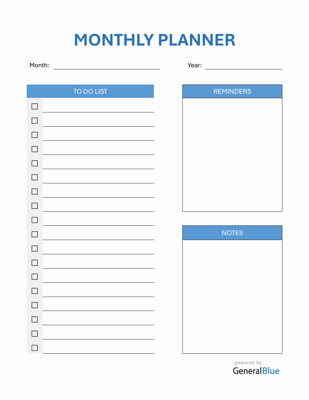 Free Downloadable Monthly Planner with To-Do List (Word)