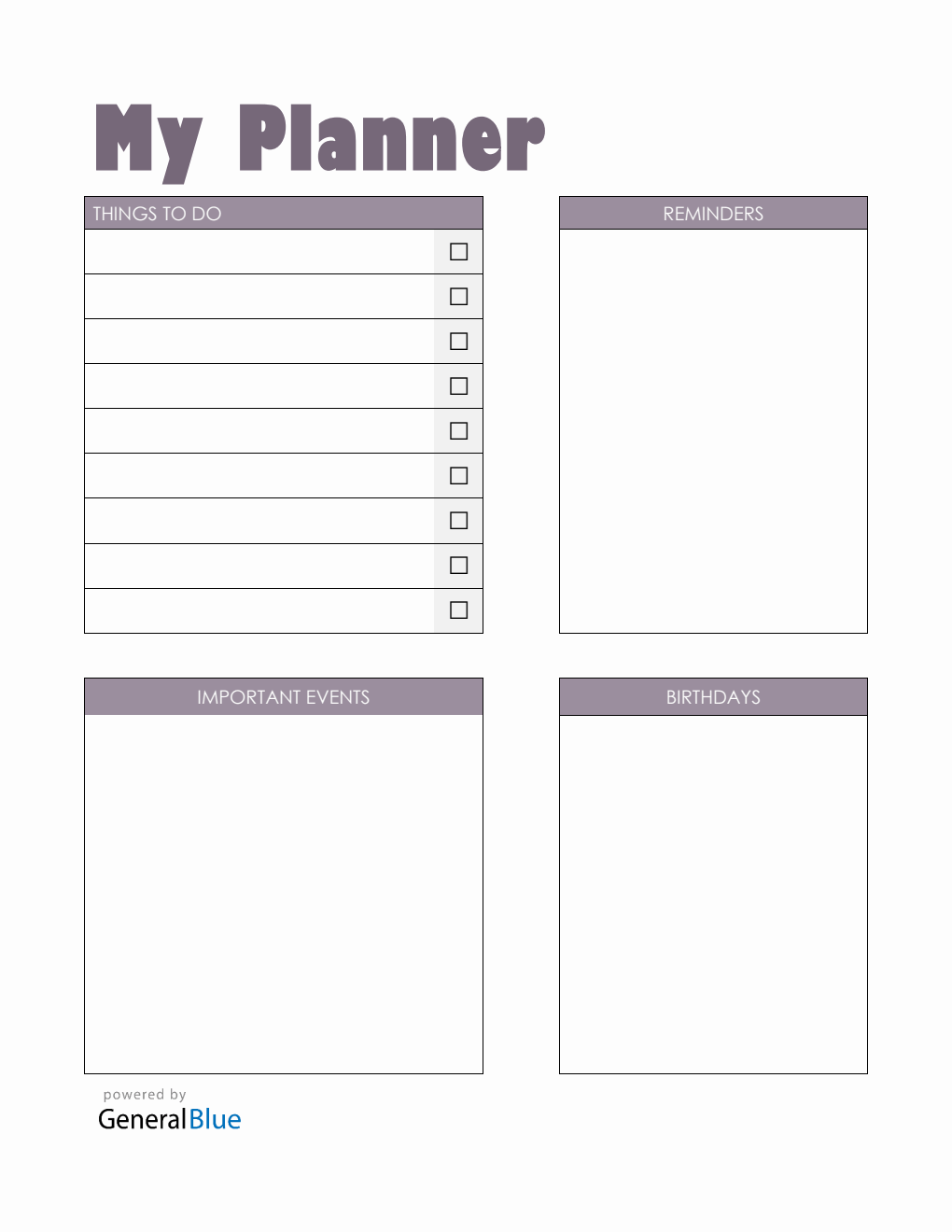 Simple Monthly Planner in Word