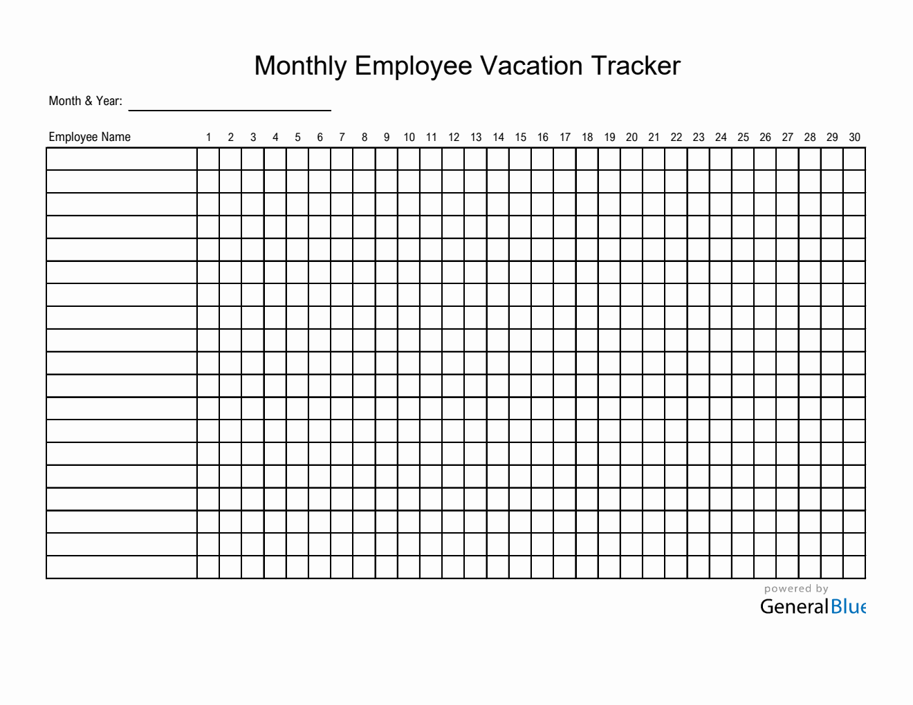 Printable Monthly Vacation Planner Template (Excel)