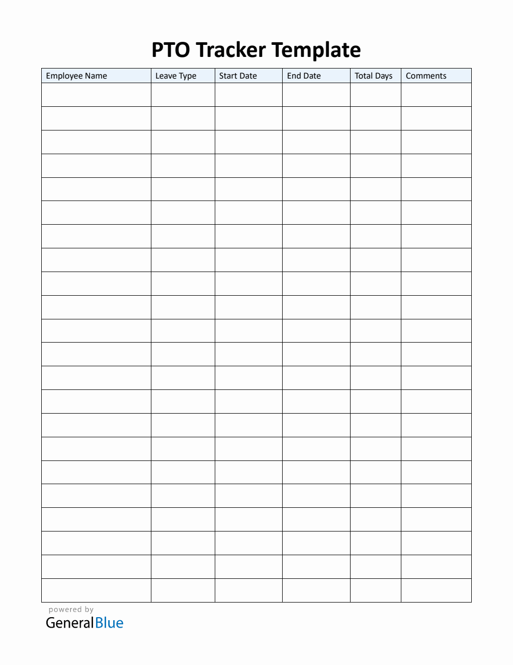 Printable PTO Tracker Template | Free Download in Word