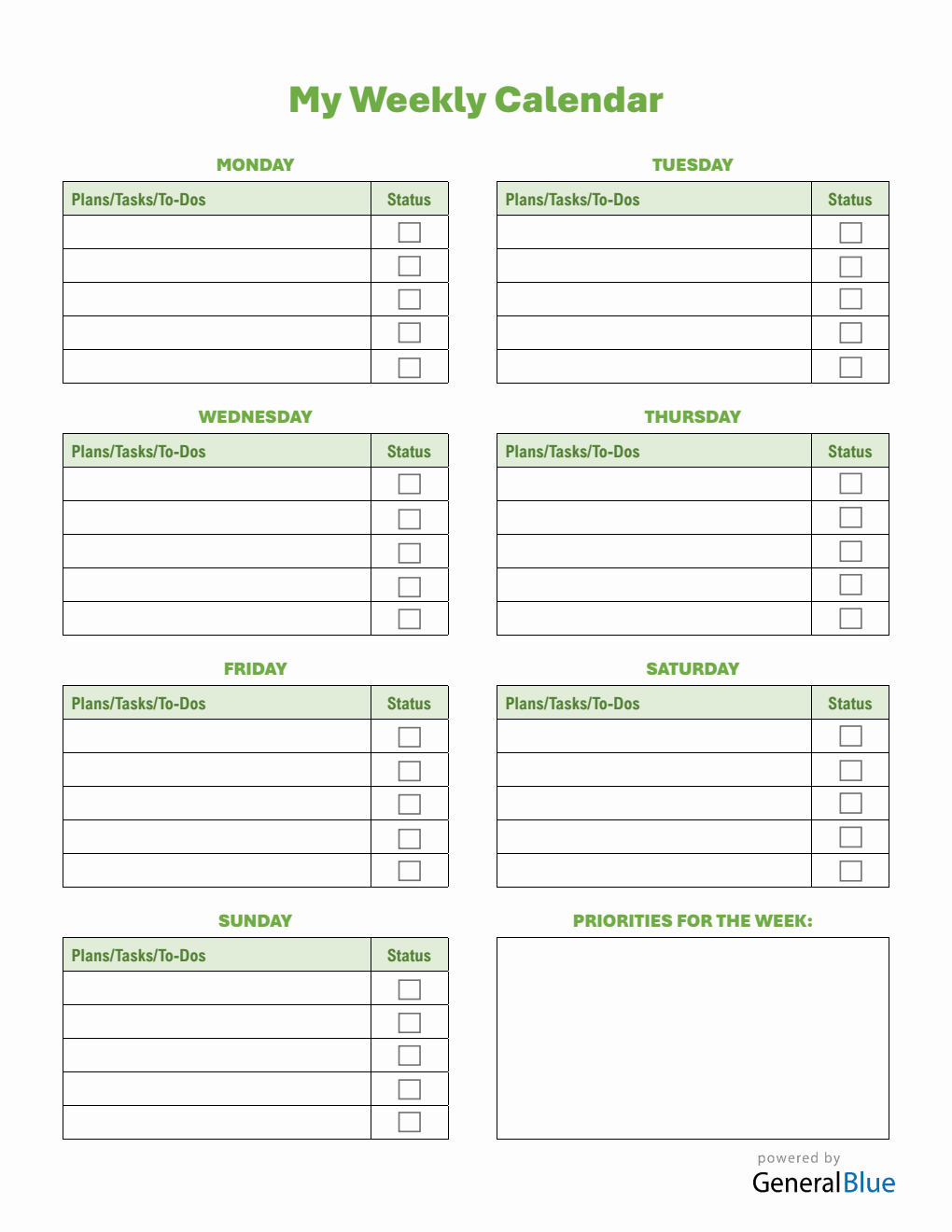 Weekly Checklist PDF - Free To Modify