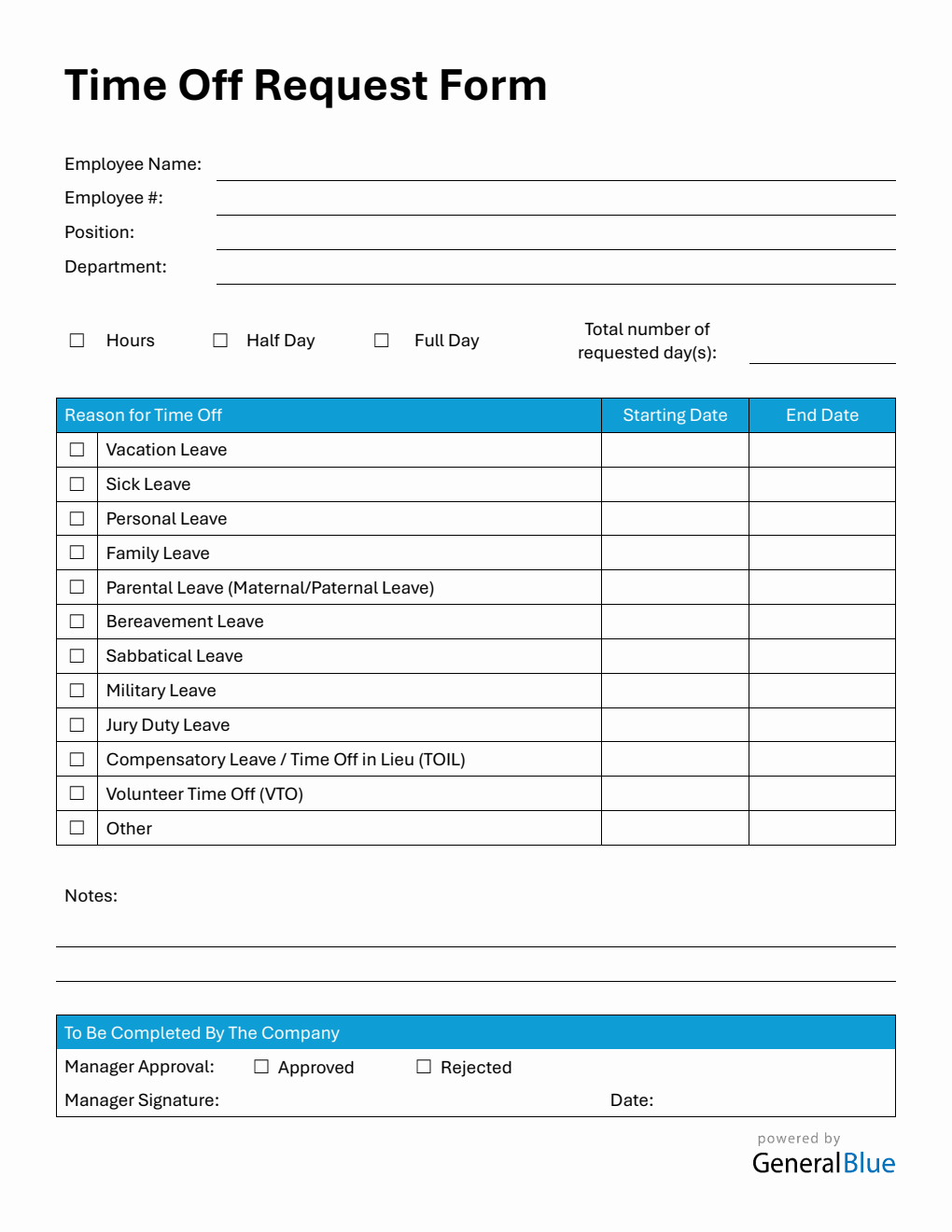 Customizable PTO Request Form in PDF Format