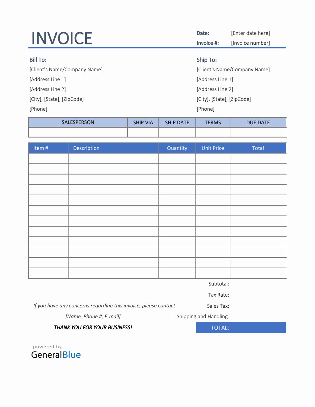 Sales Invoice Template in Excel (Colorful)