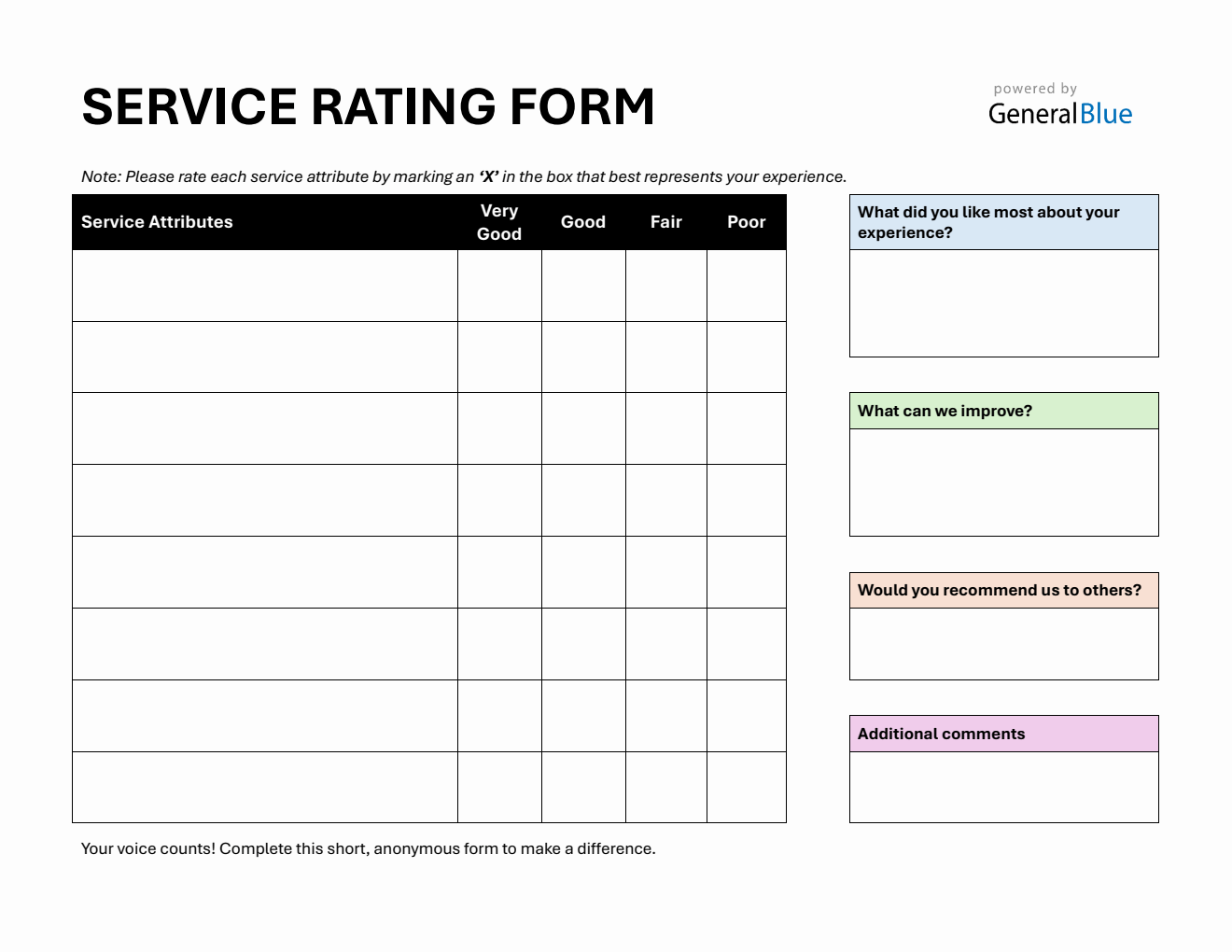 Service Review Template Word - Customizable