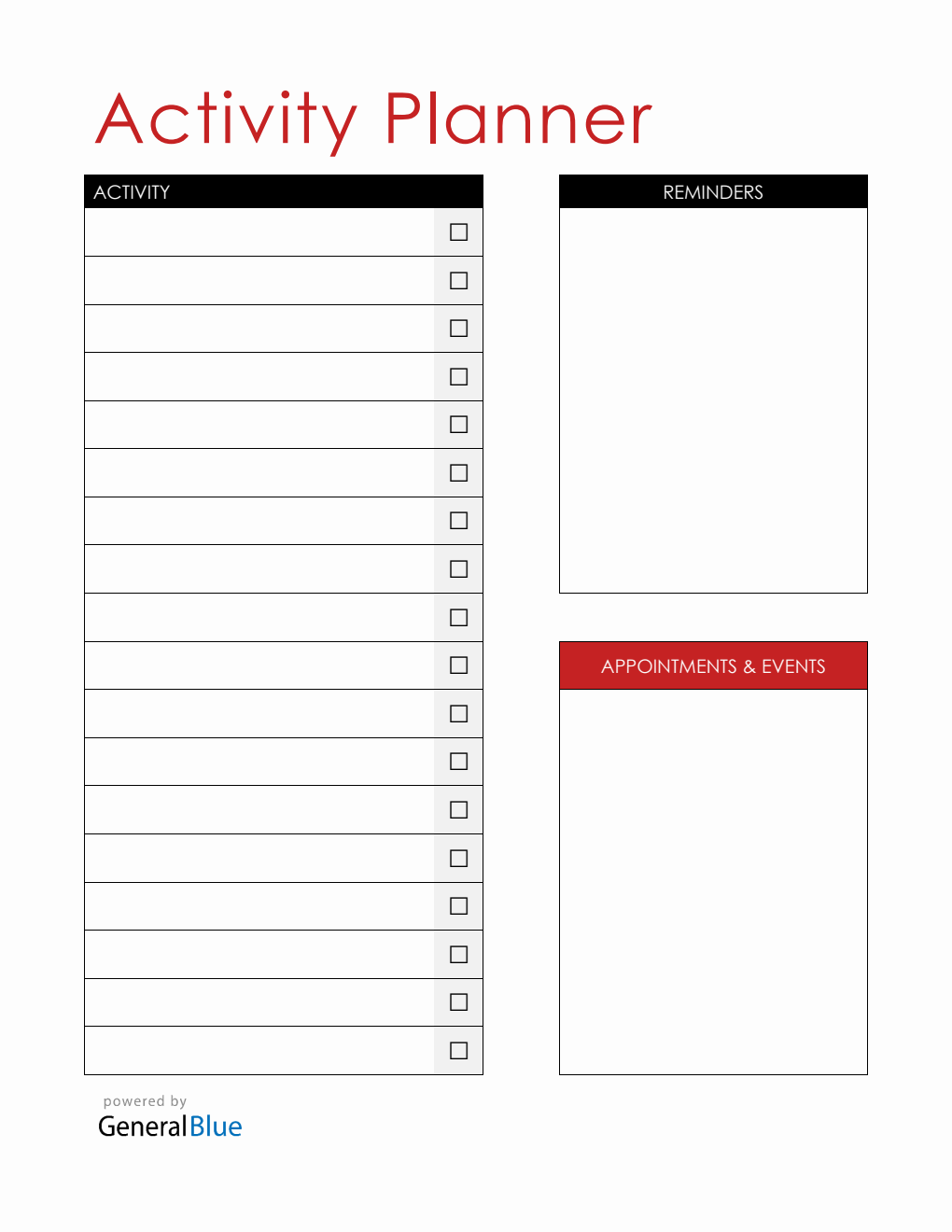 Activity Tracker with Checklist (Editable in PDF)