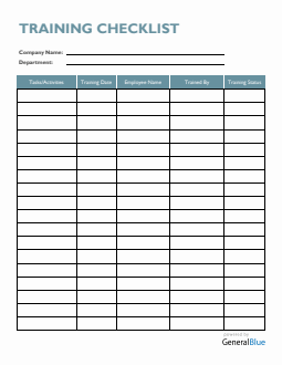 Training Checklist in Word