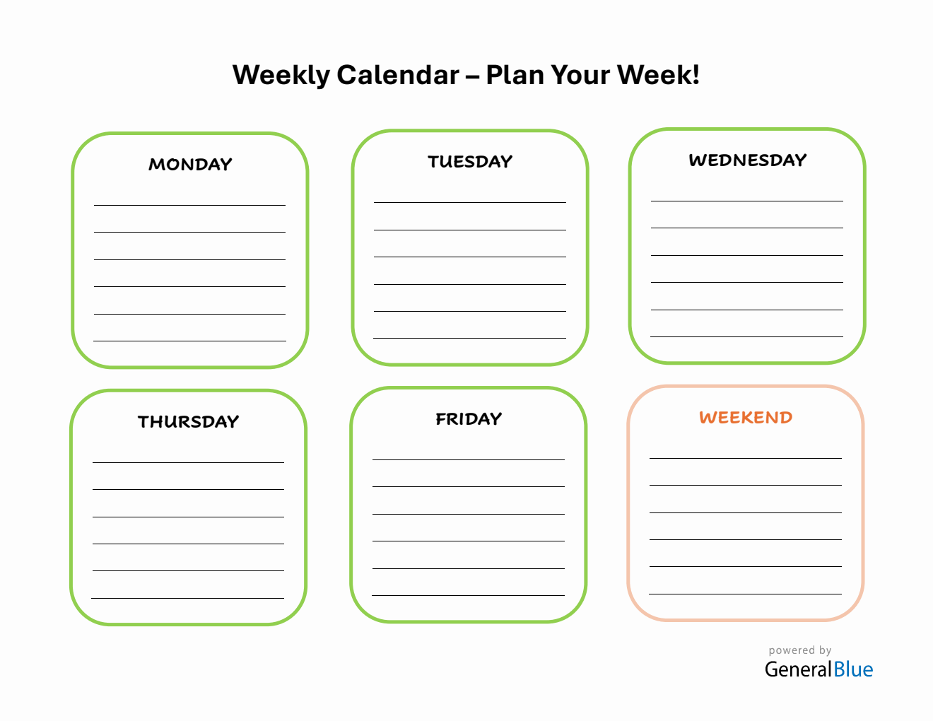  Weekly Calendar Template in Word Format