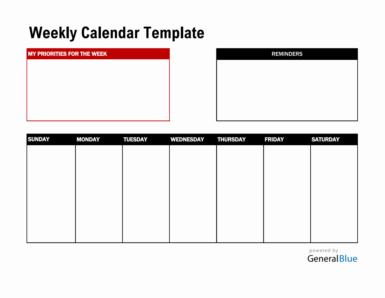 Customizable Weekly Calendar Excel