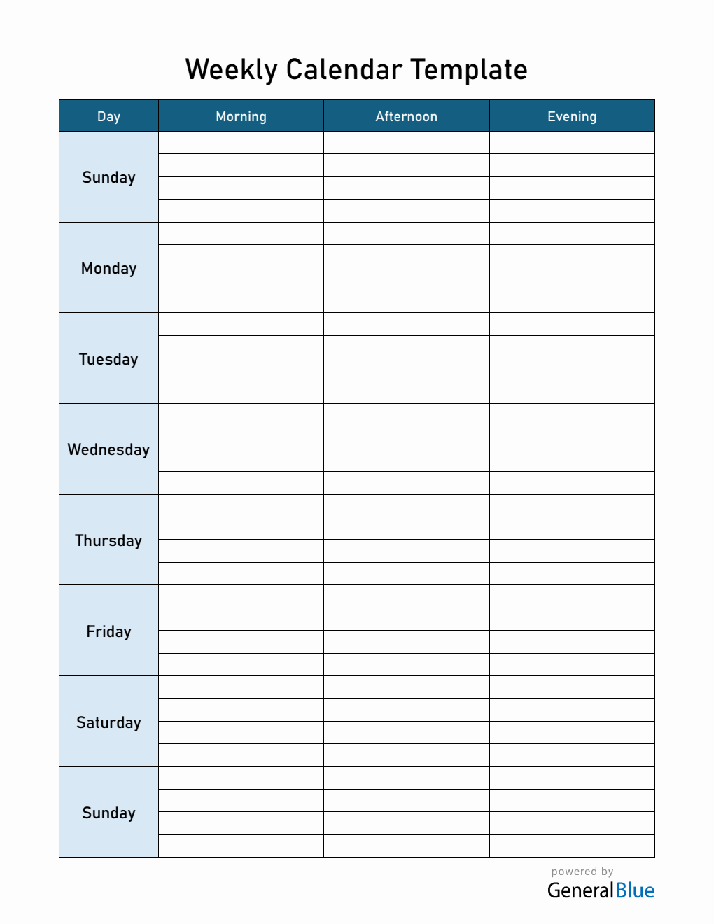 Free Blank Weekly Planner in Word