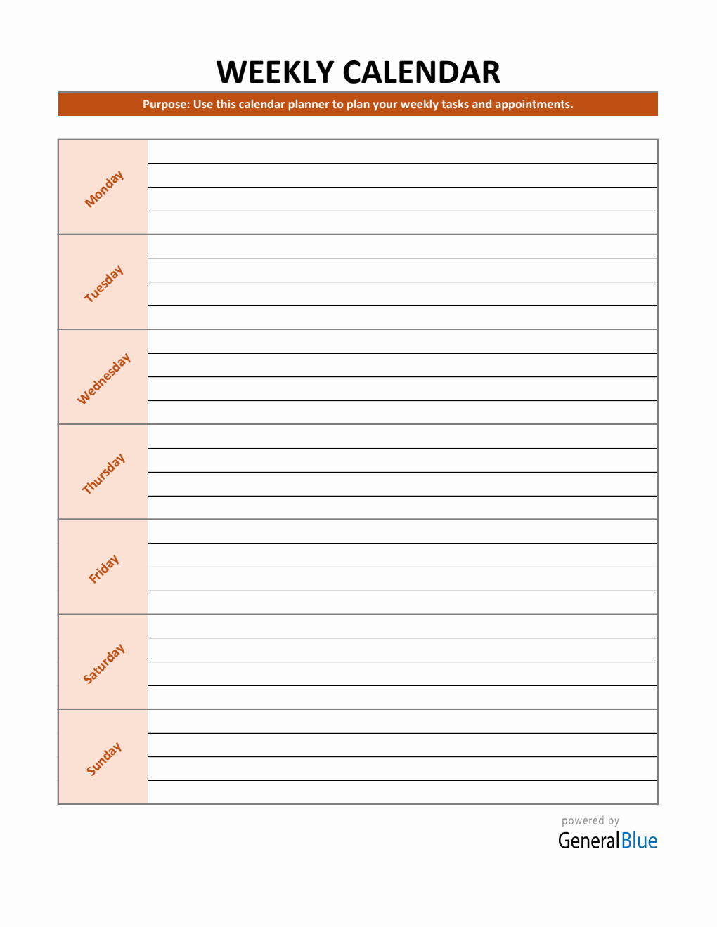 Simple Week At A Glance Planner – Free Excel Template