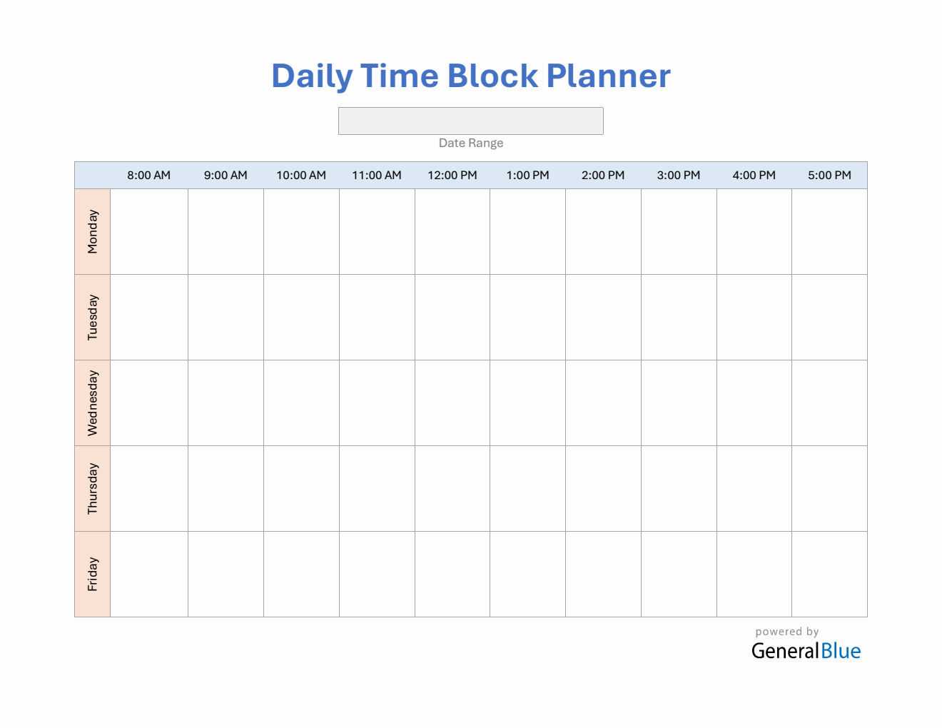 Monday-Friday Weekly Planner in Microsoft Word (8 To 5 Schedule)
