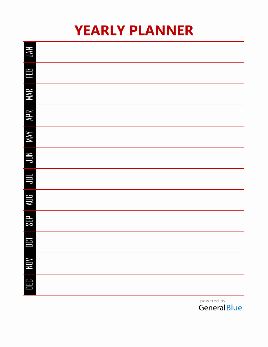 Free Excel Yearly Planner (Streamlined)