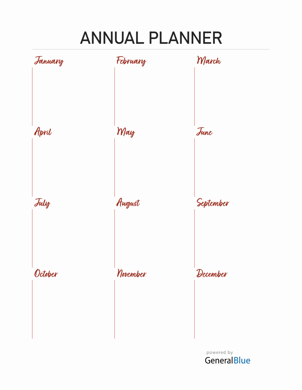 Yearly Planner PDF - Free Blank Template
