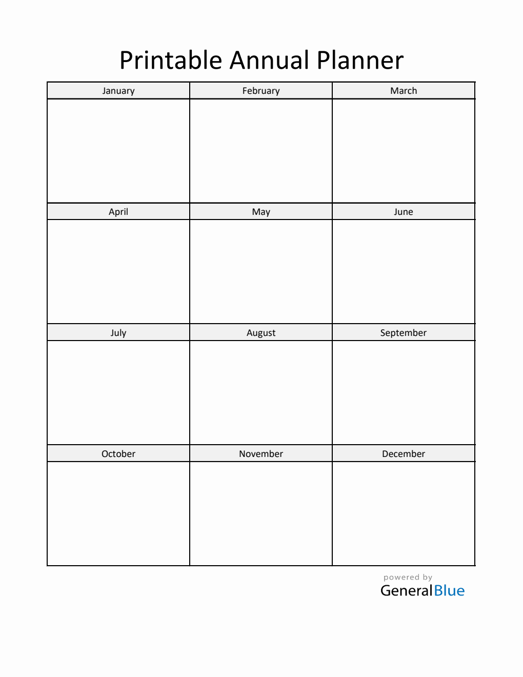 Yearly Planner - Free Printable Excel Template